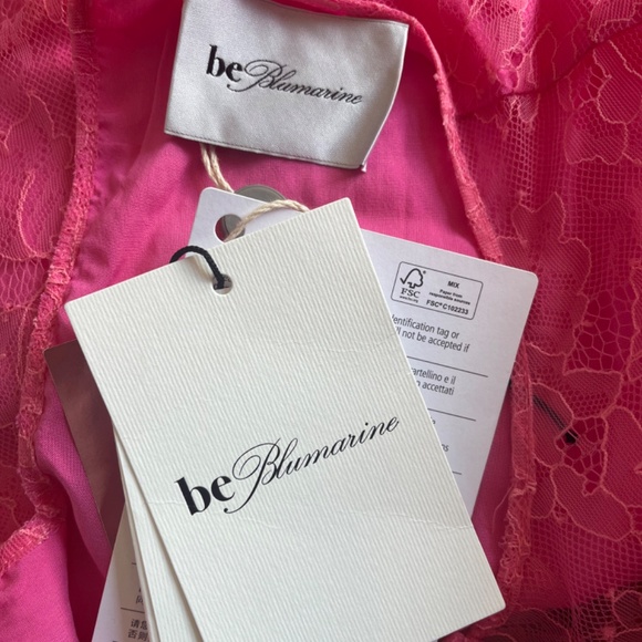 Be Blumarine Lace Pink Floral design Lined Cocktail Party Dress Fit Flare Small - Picture 15 of 16